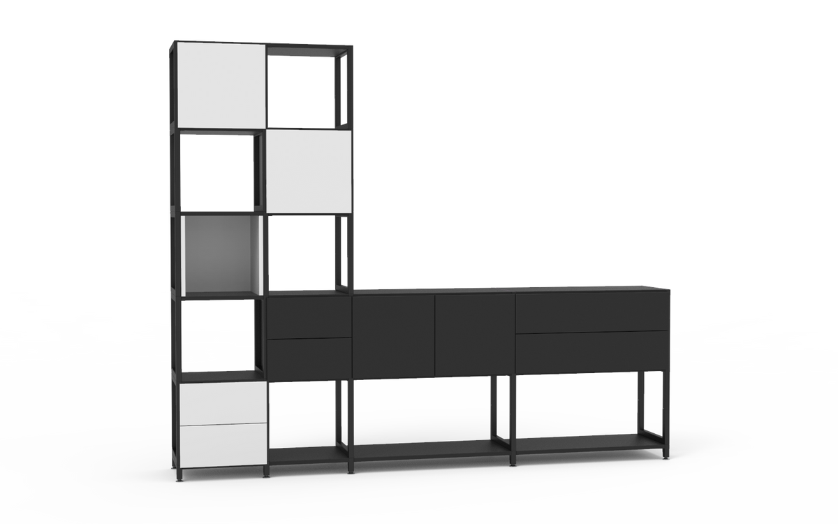 Pazls One Sideboard-Regal Schwarz-Weiß